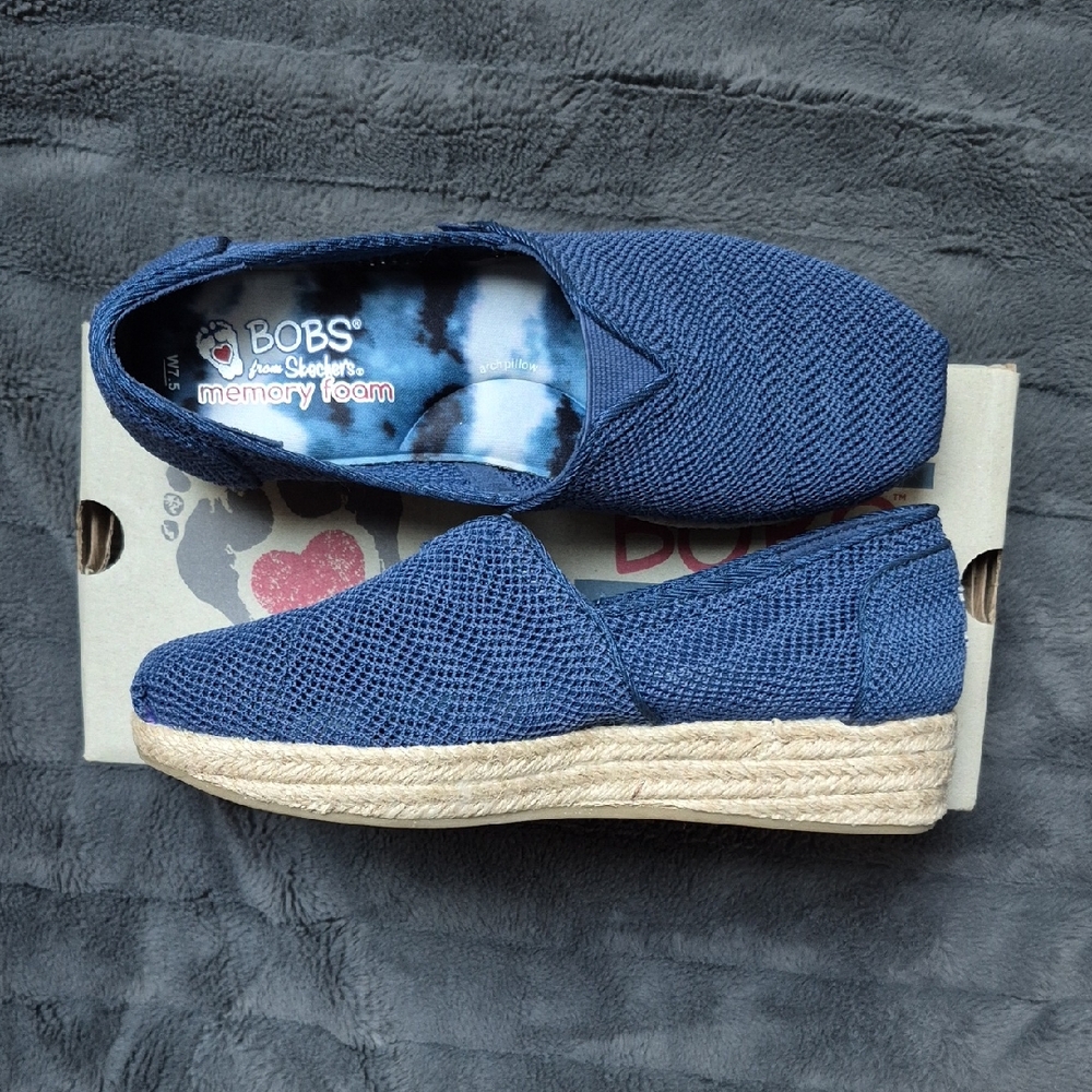 Highlights Blue Espadrille Wedges By Bobs From Skechers Size 7.5, New With Tags